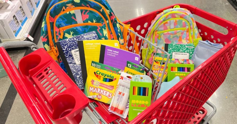 target cart full of school supplies